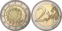 Belgium 2 Euro 30 Years of European Union Flag, Brussels, Bi-Metallic -
