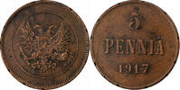 Finland 5 Pennia Nicholas II, Copper, KM:17 -
