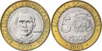 Dominican Republic 5 Pesos Bi-Metallic, KM:89 -