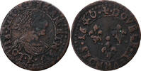 France Double Tournois Louis XIII, Double tournois, buste laurée et drapé -