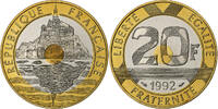 France 20 Francs Mont Saint Michel, Paris, Proof, Tri-Metallic -