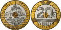 France 20 Francs Mont Saint Michel, Paris, Proof, Tri-Metallic -
