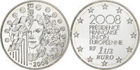 France 1 1/2 Euro présidence de l'UE, BE, Monnaie de Paris, Silver -