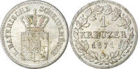 German States Kreuzer BAVARIA, Ludwig II, Silver, KM:873 -
