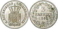 German States 3 Kreuzer, Groschen BAVARIA, Ludwig II, Munich, Silver -