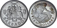 Barbados 10 Dollars Neptune, Proof, Silver, KM:17a -