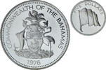 Bahamas 5 Dollars Franklin Mint, Proof, Silver, KM:67a -