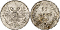 Finland 25 Penniä Nicholas II, Helsinki, Civil War, Silver -