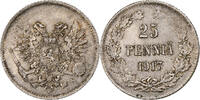 Finland 25 Penniä Nicholas II, Helsinki, Civil War, Silver -