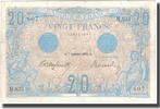 France 20 Francs Bleu, 1906-09-07, Fayette:10.1, KM:68a -