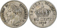 France 50 Centimes Napoleon III, Strasbourg, Silver -