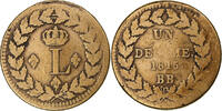 France 1 Décime Louis XVIII, Strasbourg, Bronze -