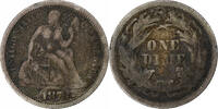 United States Dime Seated Liberty, Philadelphia, Silver -