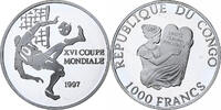 Congo Republic 1000 Francs World Cup France 1998, Proof, Silver -
