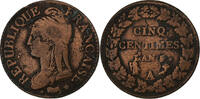 France 5 Centimes Dupré, Paris, Bronze, Gadoury:126 -