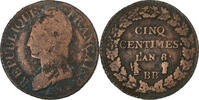 France 5 Centimes Dupré, Strasbourg, Bronze, Gadoury:126a -