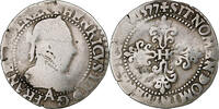 France 1/4 Franc au col plat Henri III, Paris, Silver -