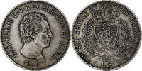 Italy 5 Lire Carlo Felice, Genoa, Silver -