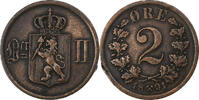 Norway 2 Öre Oscar II, Bronze, KM:353 -