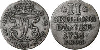Denmark 2 Skilling Frederik V, Copenhagen, Billon -