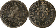 France Double Tournois Louis XIII, Tours, Copper, CGKL:440 -