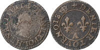 France Denier Tournois Henri III, Paris, Crown, Copper -