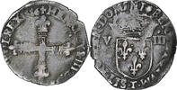 France 1/8 Ecu Henri III, Nantes, Silver, Gadoury:485 -