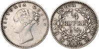 INDIA-BRITISH 1/4 Rupee India-British, Victoria, Bombay, Silver, KM:453.1 -