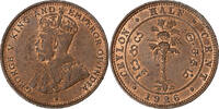 Ceylon 1/2 Cent George V, Heaton, Copper, KM:106 -