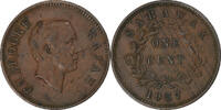 Sarawak Cent George V, Brooke Rajah, Heaton, Copper, KM:18 -
