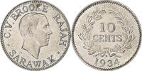 Sarawak 10 Cents George V, Brooke Rajah, Heaton, Copper-nickel -