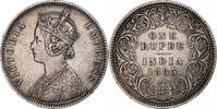 INDIA-BRITISH Rupee Victoria, Calcutta, Silver, KM:492 -