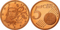 France 5 Euro Cent Proof, Monnaie de Paris, Copper Plated Steel -