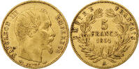 France 5 Francs Napoleon III, Paris, tranche lisse, Gold -