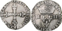 France 1/4 Ecu Henri III, Angers, Silver, Gadoury:494 -