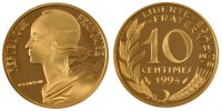 France 10 Centimes Coin, Marianne, Paris, Aluminum-Bronze -