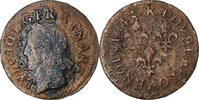 France Double Tournois Louis XIII, Bordeaux, Copper -