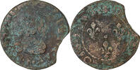 France Double Tournois Louis XIII, Bordeaux, Copper -