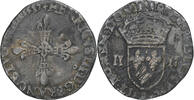 France 1/4 Ecu Henri III, Rennes, Silver, Gadoury:494 -