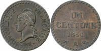 France Centime Dupré, Paris, Bronze, Gadoury:84, KM:754 -