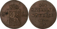 Norway Skilling Carl XIV, Copper, KM:286 -