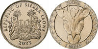 Sierra Leone Dollar Giraffe, African Animal Mask, Pobjoy Mint, Virenium -