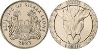 Sierra Leone Dollar Giraffe, African Animal Mask, Pobjoy Mint, Virenium -