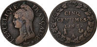 France 5 Centimes Dupré, Paris, Copper, VF(30-35), Gadoury:126 -
