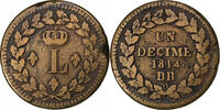 France Decime Louis XVIII, Strasbourg, Bronze, Gadoury:196 -