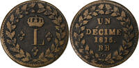 France Decime Louis XVIII, Strasbourg, Bronze, Gadoury:196 -