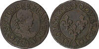 France Double Tournois Louis XIII, Poitiers, Copper -