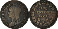 France 5 Centimes Coin, Paris, Directoire, Bronze -