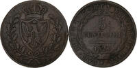 Kingdom of Sardinia 5 Centesimi Carlo Felice, Copper -