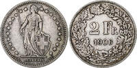 Switzerland 2 Francs Helvetia, Bern, Silver, KM:21 -